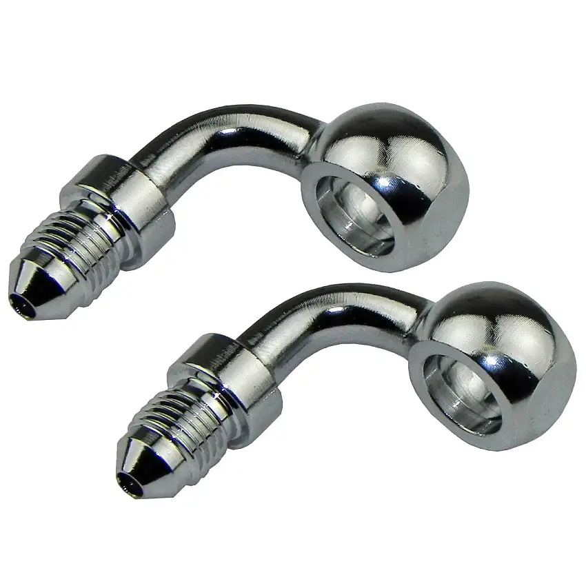 3AN Banjos, Pair, 7/16" Hole w/ Male 3AN, 90 Degree Angle