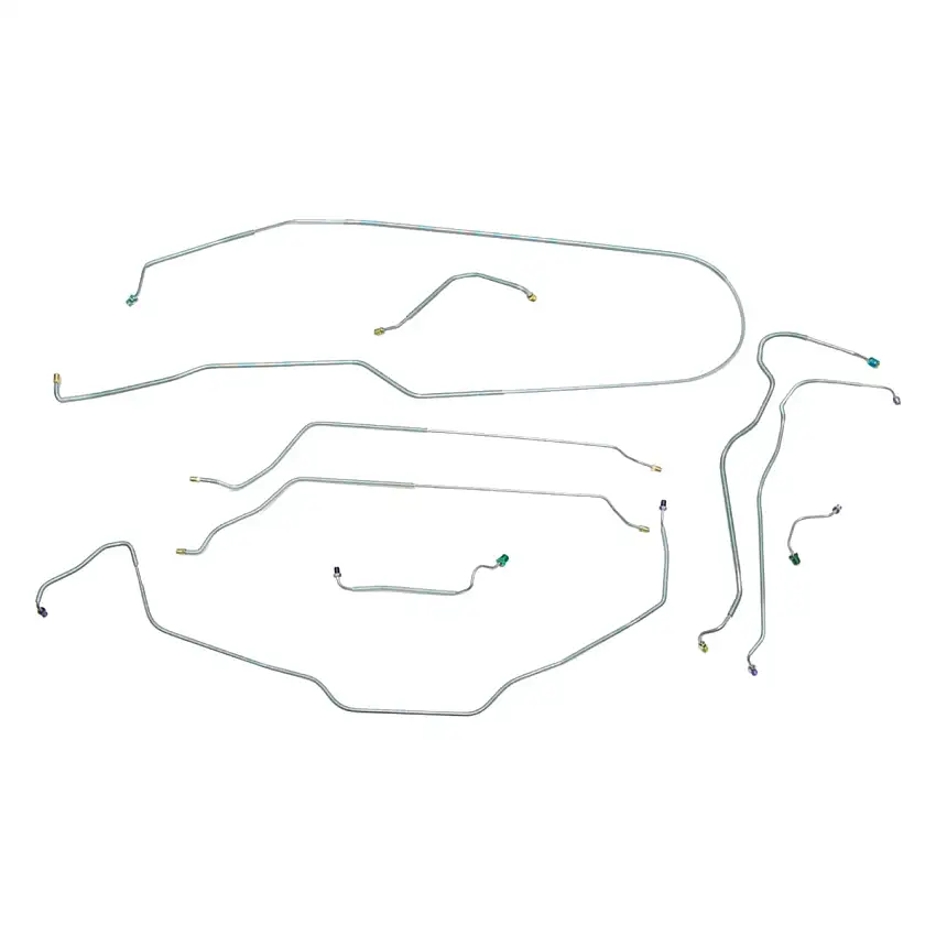 1970 Chevrolet Chevelle Malibu Convertible Power Disc Complete Brake Line Kit 9pc, OE Steel