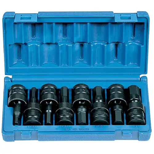 Impact Set, Hex, 1/2 Drive, 8 Piece, Fractional