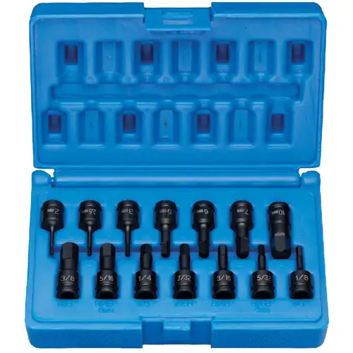 Hex Impact Set, 14 Pieces, 1/4" Drive, Fractional/Metric