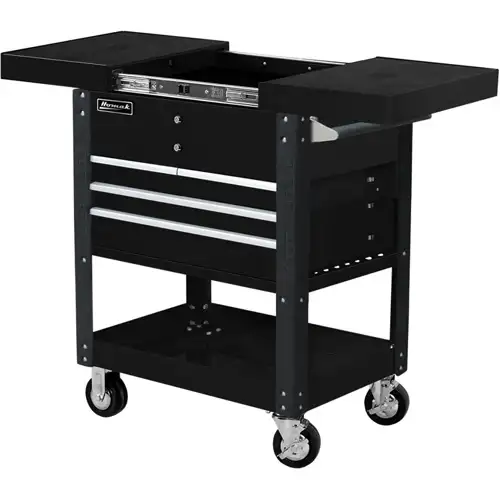 35 Inch 4 Drawer Slide Top Cart, Black