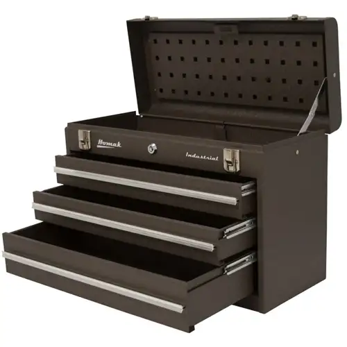 20 Inch 3 Drawer Friction Toolbox, Brown