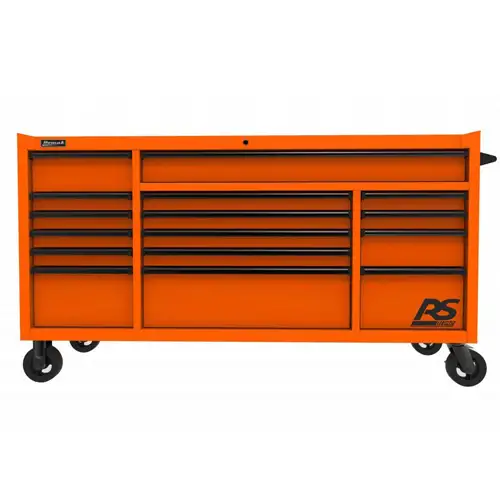 72 Inch Rs Pro 16 Drawer Roller Cabinet, Orange