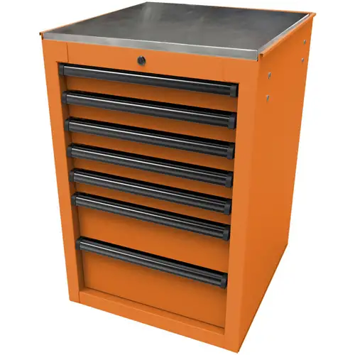 22 Inch Rs Pro 7-Drawer Side Cabinet, Orange