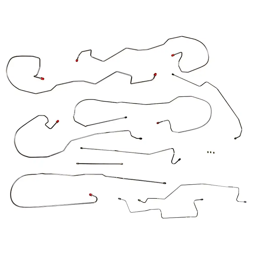 2005-07 Chevrolet GMC 1500 4WD Ext. Cab Long Or Short Bed Rear Drum Brake Line Kit 10pc, Stainless