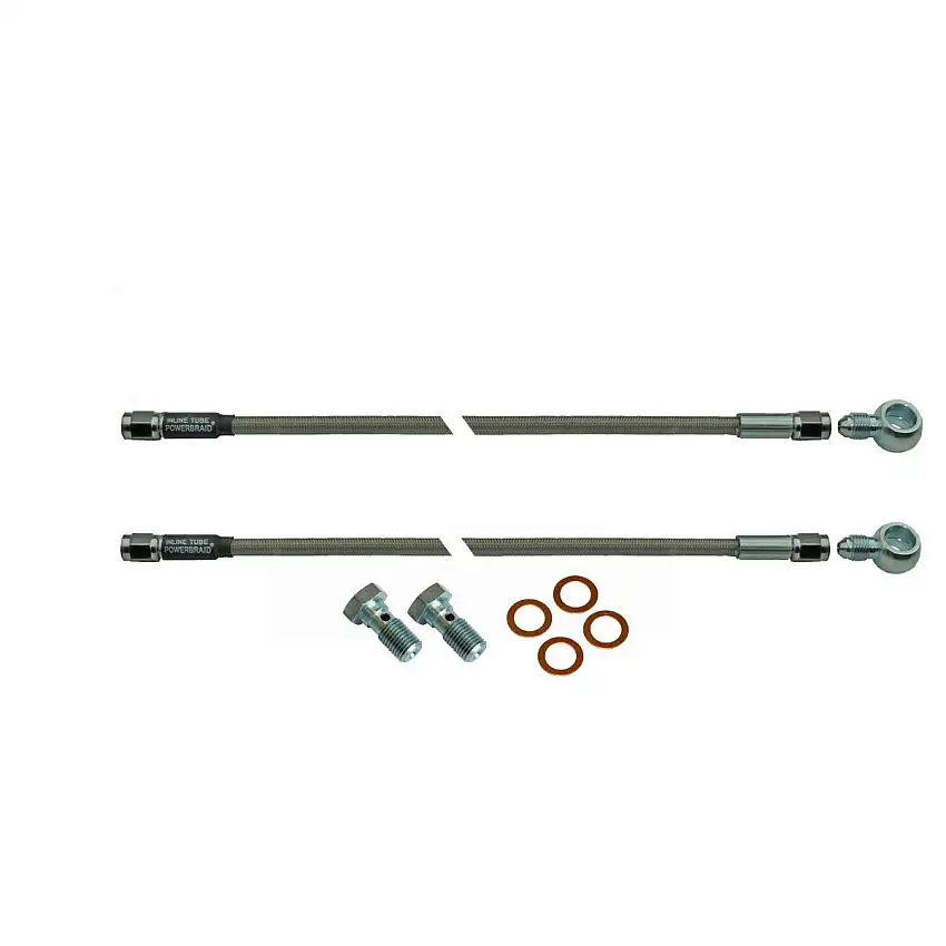 Pair Of Stainless Steel Flex Hose 12" 3an Female to 7/16-20" Banjo And Bolts