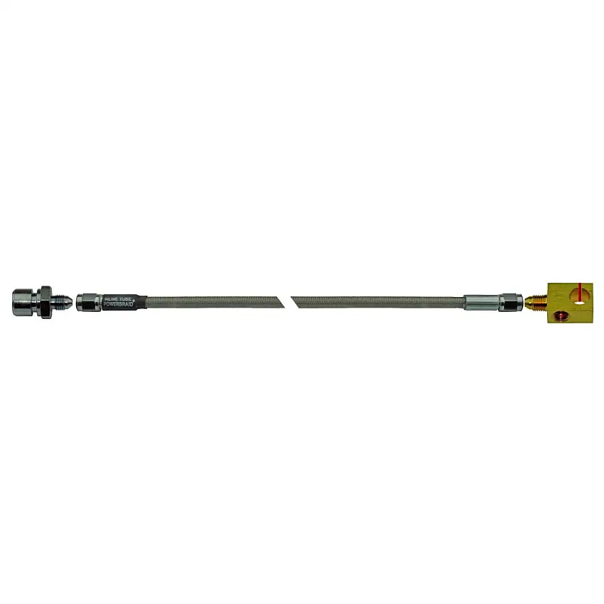 Rear Stainless Steel Flex Hose 20" 3/8"-24 Female to 3/8-24" Tee