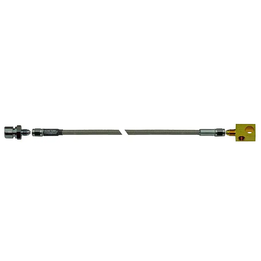 Rear Stainless Steel Flex Hose 31" 3/8"-24 Female to 3/8-24" Tee