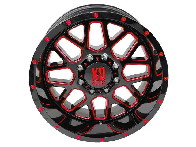 2004-2026 Ford F150 XD 820 20x9 Satin Black Milled with Red Clear Coat Grenade Wheel (0mm Offset) | XD82029063900RC