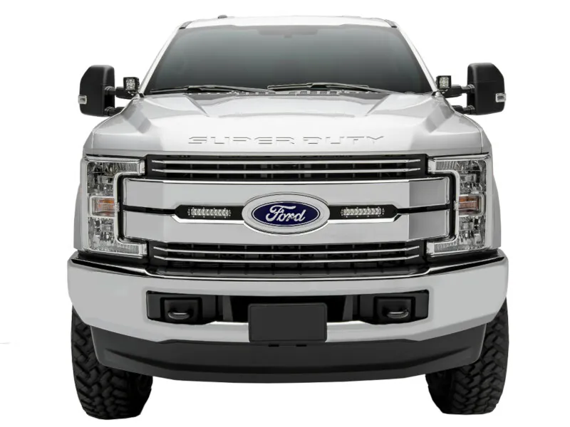 2017-2019 Ford F250 & F350 ZROADZ Grille Insert LED Mounts with Dual 6 inch LED Light Bars Black Powder Coat (Lariat & King Ranch Models Only) ZR-| Z415471-KIT