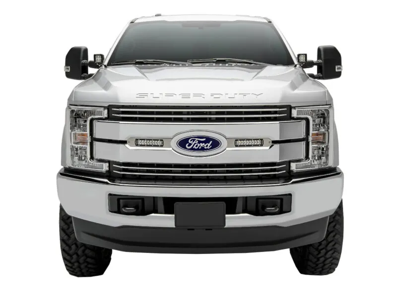 2017-2019 Ford F250 & F350 ZROADZ Grille Insert LED Mounts with Dual 6 inch LED Light Bars Brushed Aluminum (Lariat & King Ranch Models Only) ZR-| Z415473-KIT