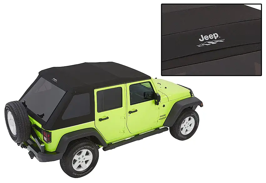 Bestop Jeep Logo Trektop Glide Soft Top for 07-18 Jeep Wrangler JK Unlimited 4-Door 5442335-