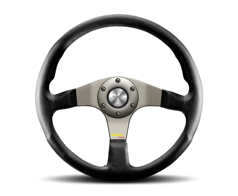 Momo Tuner Steering Wheel 350 mm - Black Leather/Red Stitch/Black Spokes