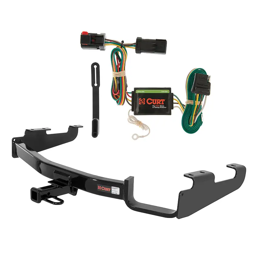 01 - 03 Dodge Grand Caravan Excluding Stow 'n Go and Sport Curt 1-1/4", Class 2 Trailer Tow Hitch + 4-flat Wiring Kit 12362