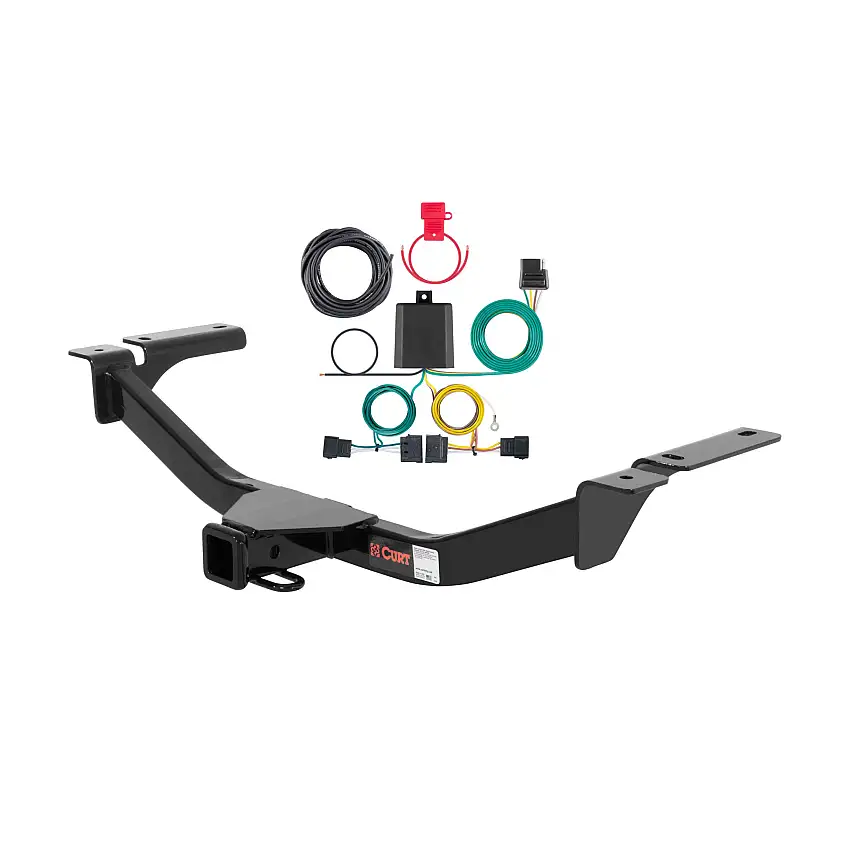 07 - 10 Ford Edge Fits beneath factory 1-1/4" receiver hitch Curt 2", Class 3 Trailer Tow Hitch + 4-flat Wiring Kit 13067