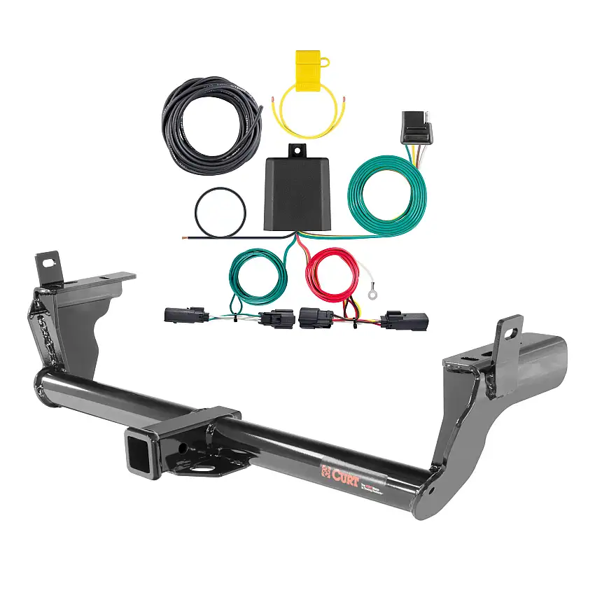 19 - 24 Ford Edge SE & SEL only Curt 2", Class 3 Trailer Tow Hitch + 4-flat Wiring Kit 13234