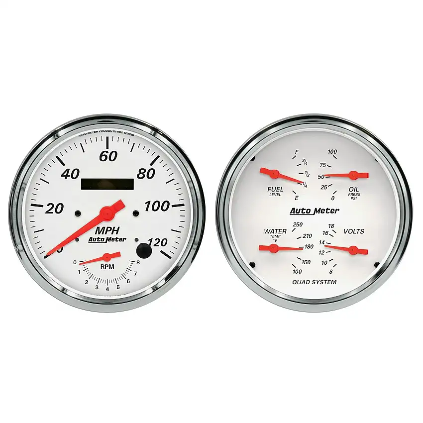 AutoMeter Products 1352 GAUGE KIT; 2 PC.; QUAD/TACH/SPEEDO; 5in.; ARCTIC WHITE
