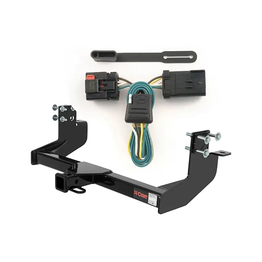 03 - 06 Dodge Sprinter 2500 118" and 140" WB with single rear wheels, 158" WB Curt 2", Class 4 Trailer Tow Hitch + 4-flat Wiring Kit 14250