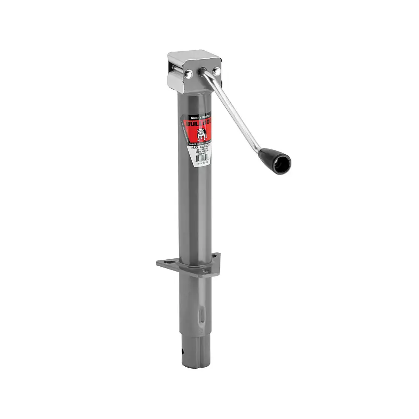 Bulldog Round Trailer Jack, A-Frame, 3,000 lbs. Lift Capacity, Side Wind, Bolt-On, 13 in. Travel BD1550100317