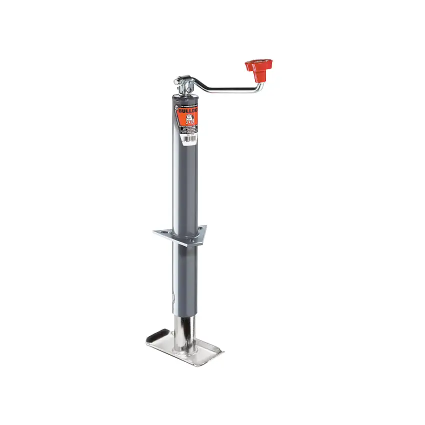 Bulldog Round Trailer Jack, A-Frame, 2,000 lbs. Lift Capacity, Top Wind, Bolt-On, 15 in. Travel BD155100