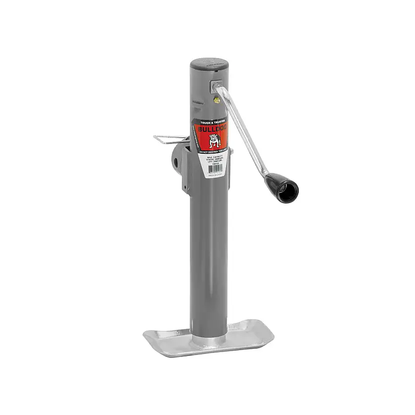 Bulldog Round Trailer Jack, Side Mount, 2,000 lbs. Lift Capacity, Side Wind, Weld-On, 10 in. Travel BD1581090117
