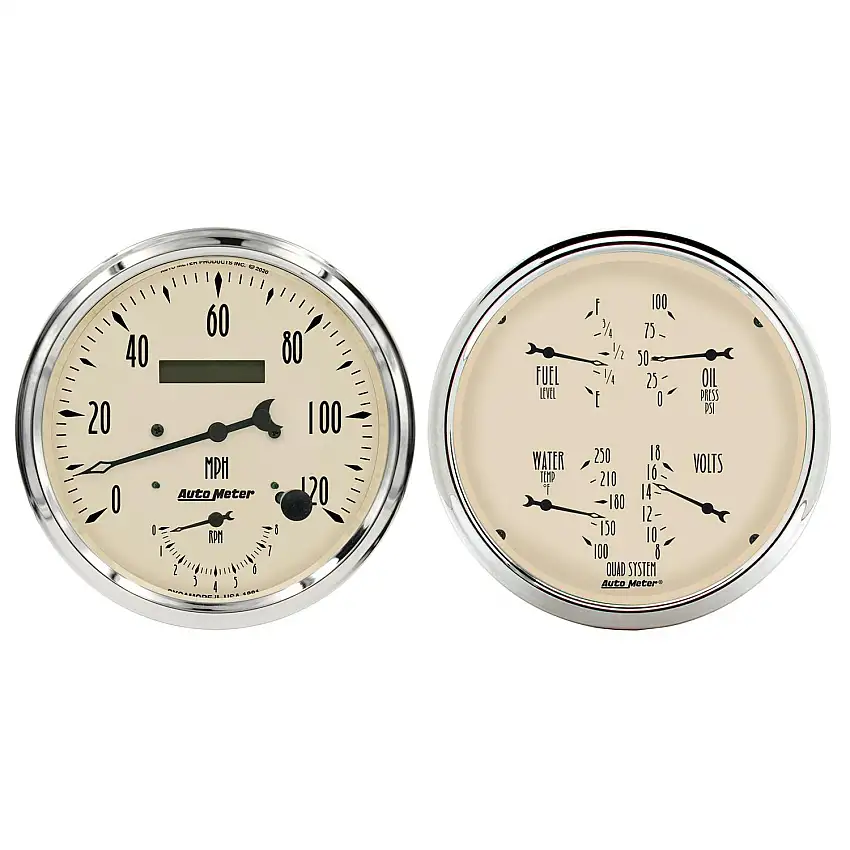 AutoMeter Products 1852 GAUGE KIT; 2 PC.; QUAD/TACH/SPEEDO; 5in.; ANTIQUE BEIGE