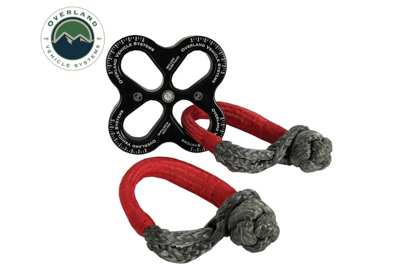 Overland Vehicle Systems R.D.L. 8 inch Recovery Distribution Link 45,000 lb. Black and (2) 5/8 inch Soft Shackles | 19-7580