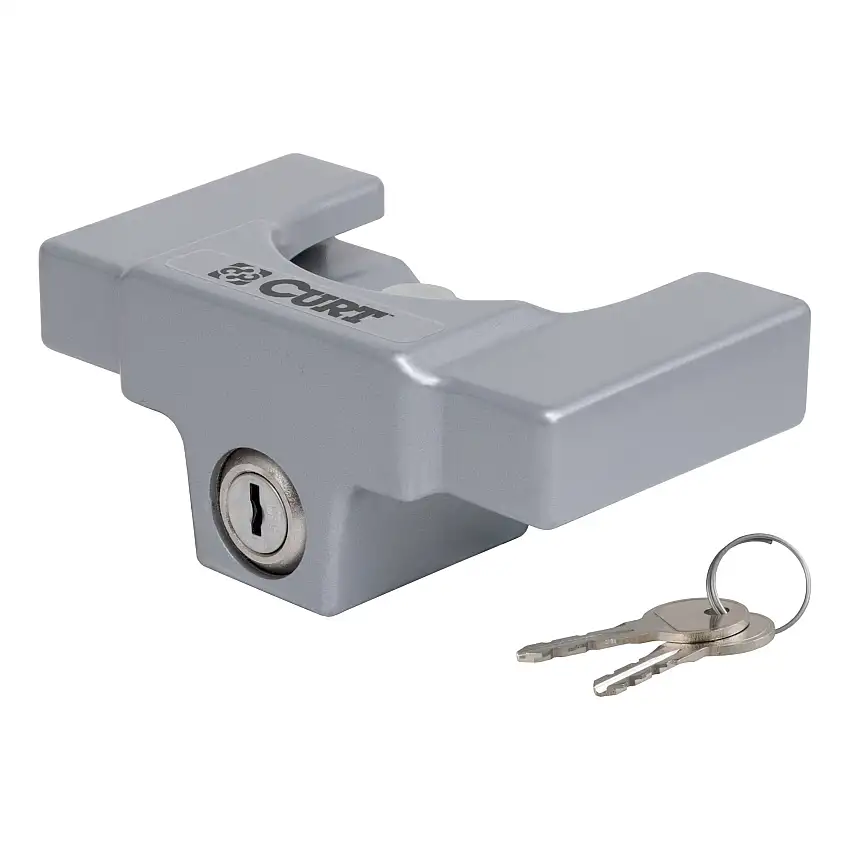 CURT Trailer Coupler Lock, Fits Most 2-5/16" Couplers (Grey Aluminum) Trailer Hitch Lock