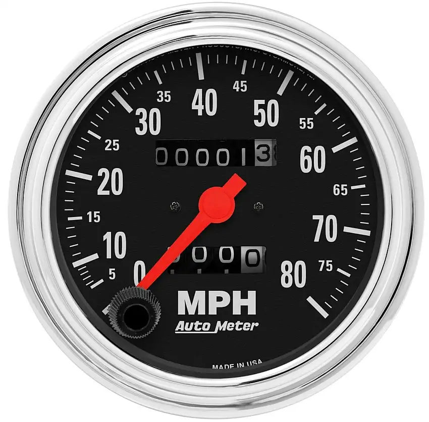 AutoMeter Products 2490 GAUGE; SPEEDOMETER; 3 3/8in.; 80MPH; MECHANICAL; TRADITIONAL CHROME