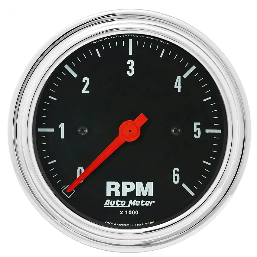 AutoMeter Products 2495 GAUGE; TACHOMETER; 3 3/8in.; 6K RPM; IN-DASH; TRADITIONAL CHROME