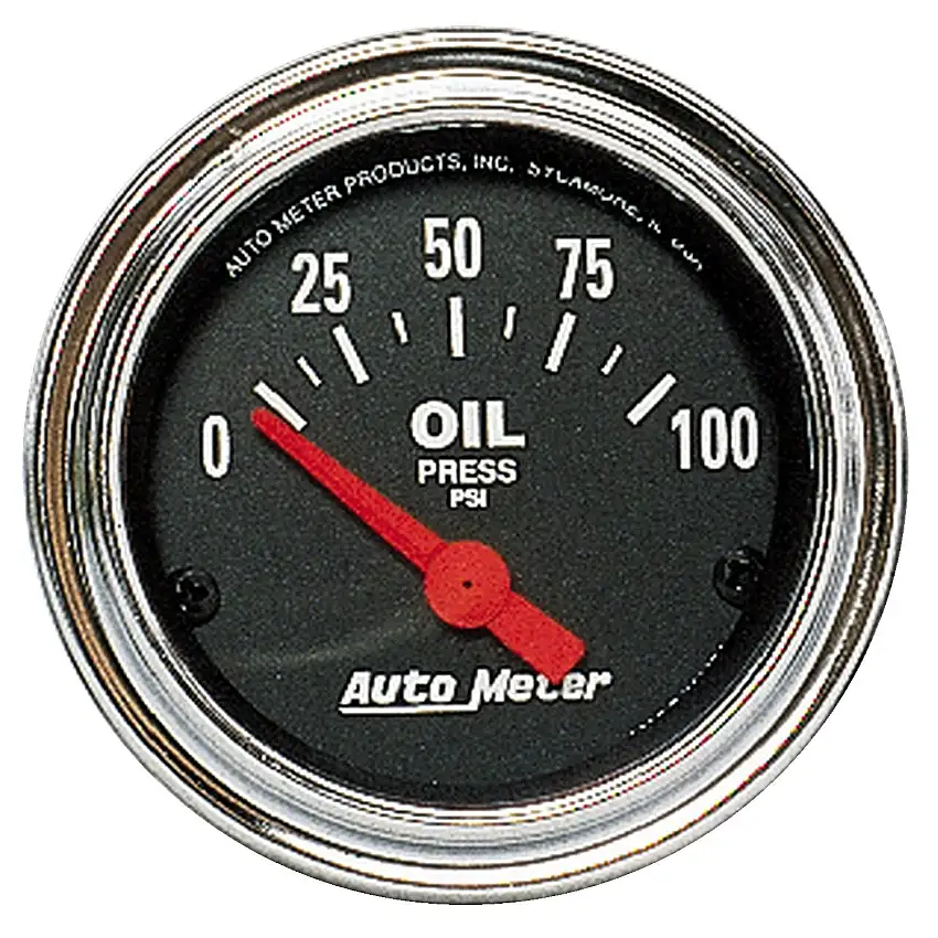 AutoMeter Products 2522 GAUGE; OIL PRESSURE; 2 1/16in.; 100PSI; ELECTRIC; TRADITIONAL CHROME