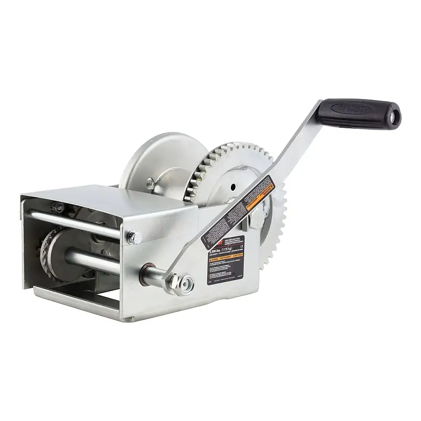 CURT Hand-Crank Brake Winch, 2,500 lbs, 15.8:1 Gear Ratio, 10.6" Handle