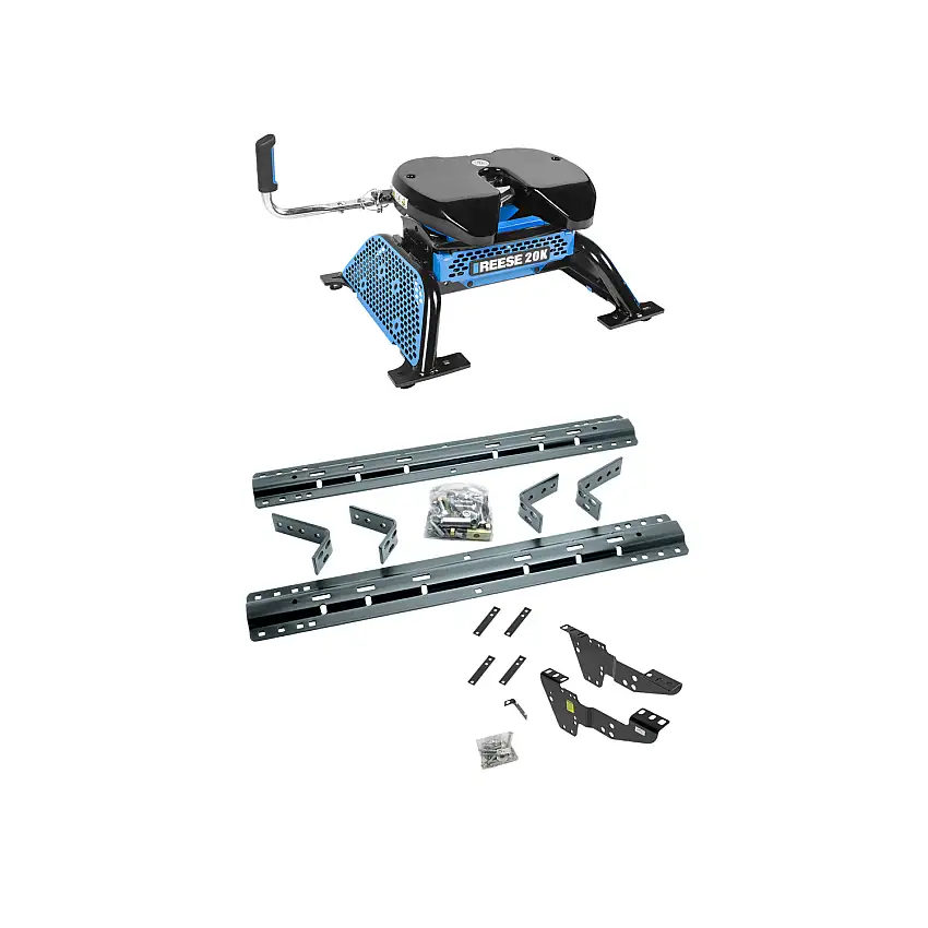 2001-2002 Chevrolet Silverado 3500 Reese 20K, M5 Fifth Wheel Hitch Complete Kit with Talon Jaw Lock | 20,000 lb Capacity Heavy Duty Towing (Includes Rails & Custom Fit Brackets)