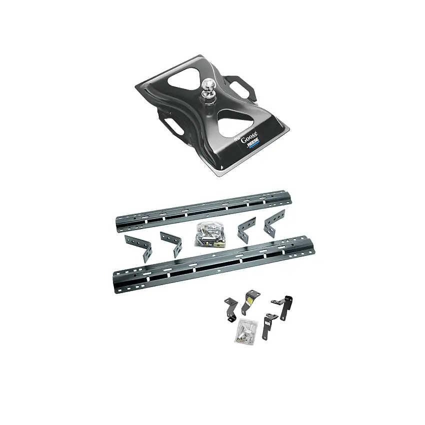 2010-2010 Dodge Ram 2500 Except w/Gas Engine and w/Overload Springs Reese The Goose 25K Fifth Wheel Gooseneck Plate w/ Universal Rail Kit & Custom Fit Brackets