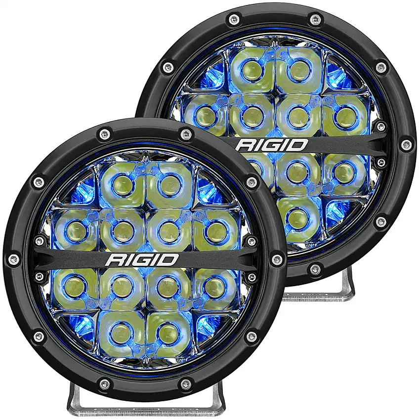 RIGID Industries 36207 360-SERIES 6 INCH LED OFF-ROAD DRIVE BEAM BLUE BACKLIGHT ; PAIR