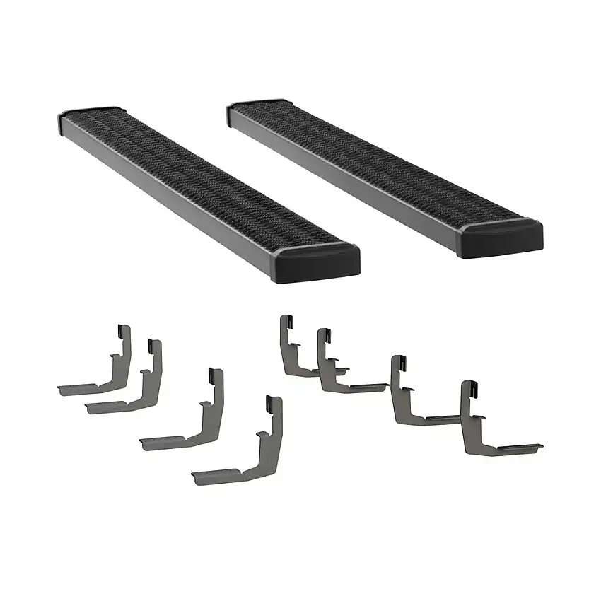 LUVERNE Grip Step 7" x 78" Black Aluminum Running Boards, Select Silverado, Sierra 415078-401445