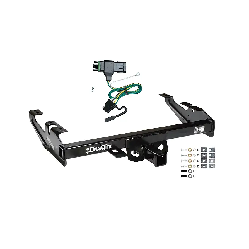 1992-2000 Chevrolet K3500 Crew Cab Draw-tite Class 4 Trailer Hitch, 2 Inch Square Receiver Bundle w/ Plug-n-Play T-One Wiring Harness 41524