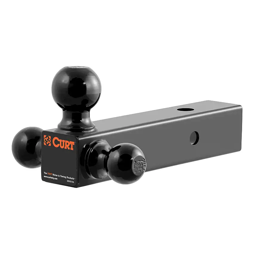 CURT Multi-Ball Mount (2-1/2" Hollow Shank, 1-7/8", 2" & 2-5/16" Black Balls) Trailer Hitch Ball Mount