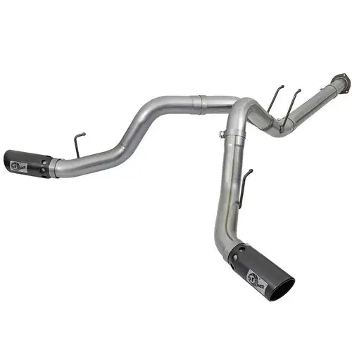 AFE 4" Dual Filter-Back Exhaust System Black Tip For 17-19 Ford 6.7l Powerstroke 49-43092-B