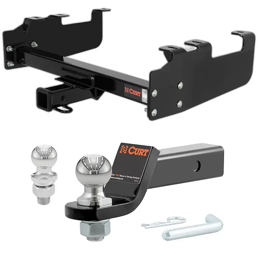 1963-1996 Ford F-350 With 10" Step Bumper CURT Class 3 Hitch, 2" Receiver + 2" Ball + 1-7/8" Ball Kit