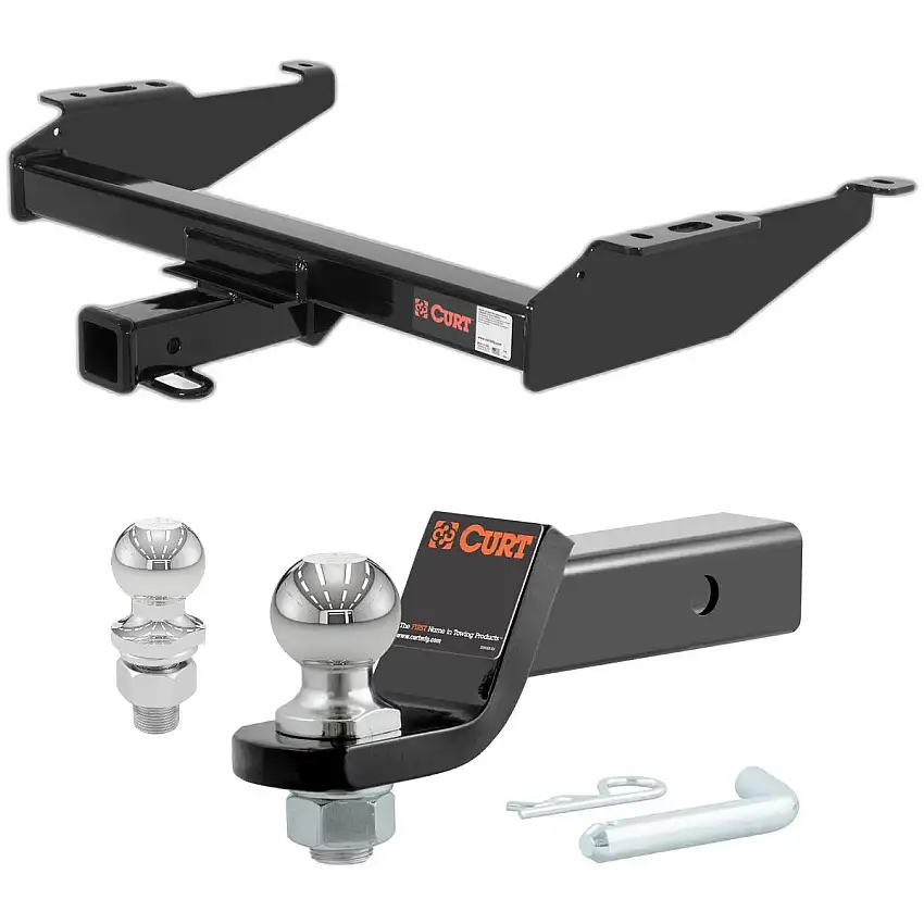 1988-2000 GMC K2500 Excluding dual exhaust, 4-door crew cab, 10 in. step bumper or cab & chassis CURT Class 4 Trailer Hitch, 2" Receiver + 2" Ball + 1-7/8" Ball Kit