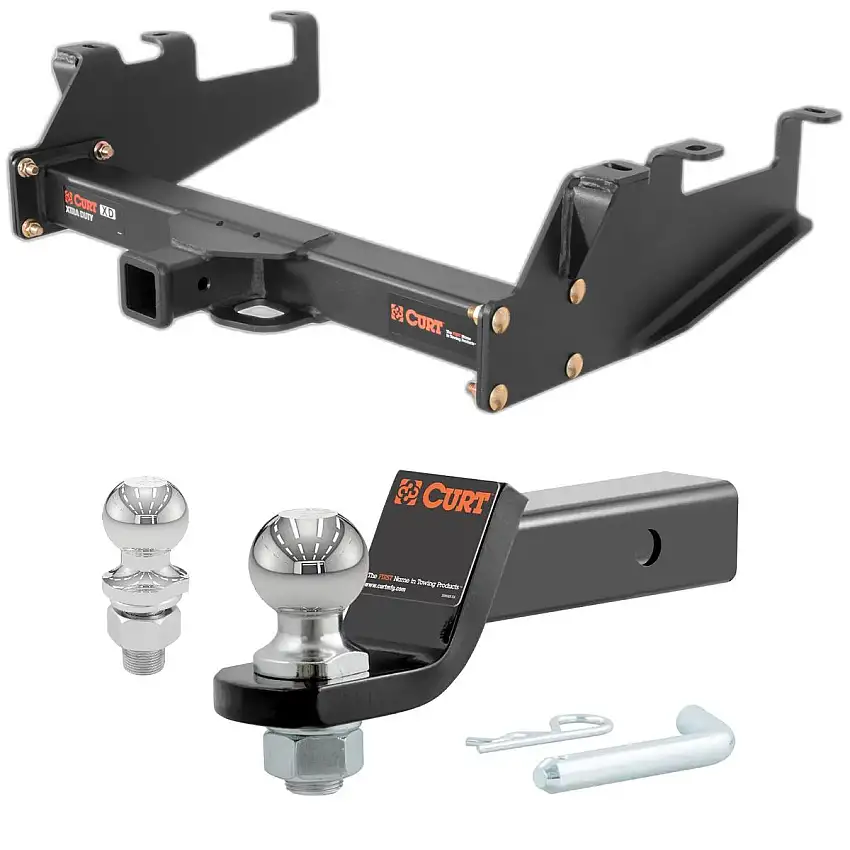 1988-1999 Chevrolet C1500 Excluding dual exhaust or 10 in. step bumper Xtra Duty CURT Class 5 Hitch, 2" Receiver + 2" Ball + 1-7/8" Ball Kit
