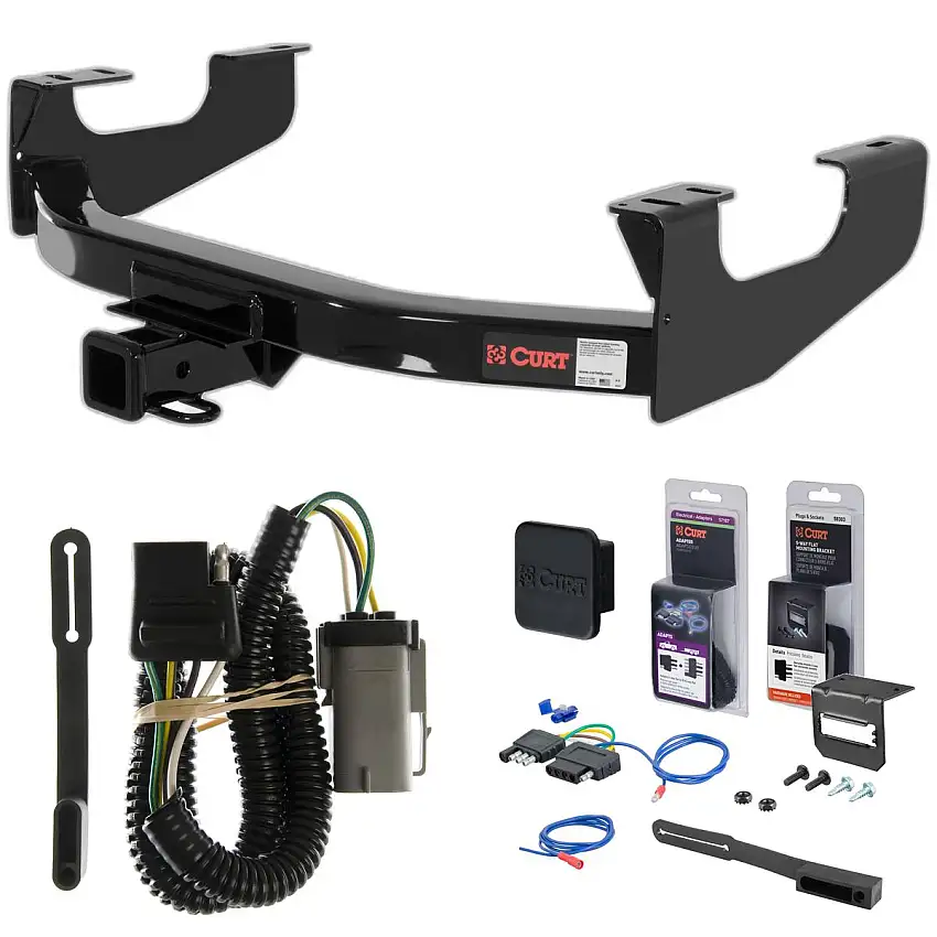 02 - 04 Ford F-250 Super Duty Curt 2" Class 3 Trailer Tow Hitch + 5-Flat Wiring Kit Tow Boat/Utility Trailer with Surge Brakes 13355