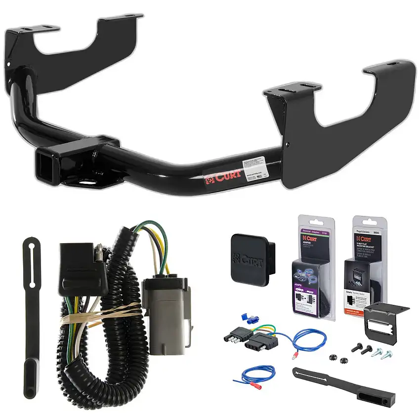02 - 04 Ford F-350 Super Duty Excluding cab & chassis Curt 2" Class 3 Trailer Tow Hitch + 5-Flat Wiring Kit Tow Boat/Utility Trailer with Surge Brakes 13359