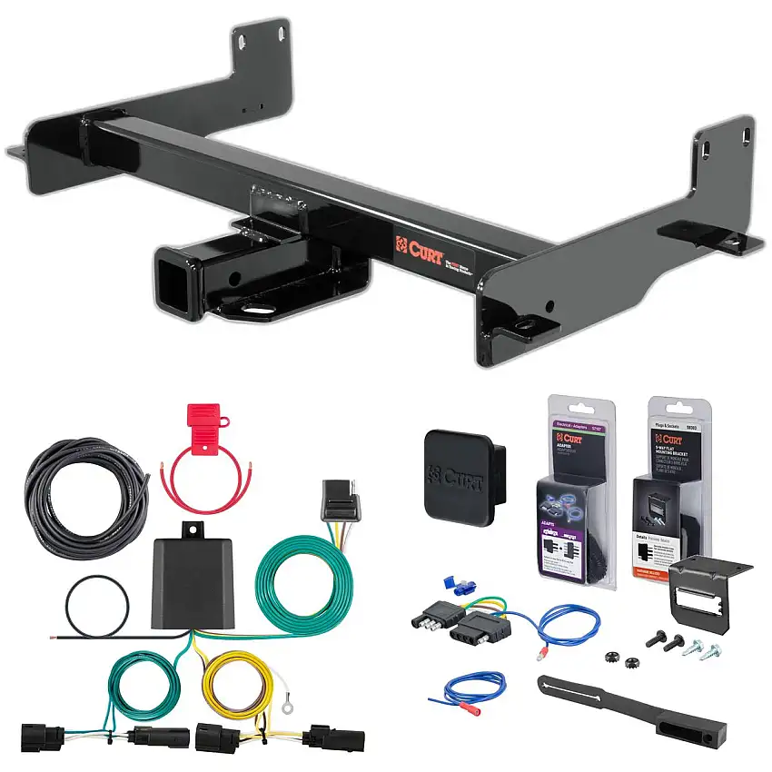 15 - 24 Ford Transit-250 Curt 2" Class 4 Trailer Tow Hitch + 5-Flat Wiring Kit Tow Boat/Utility Trailer with Surge Brakes 14012