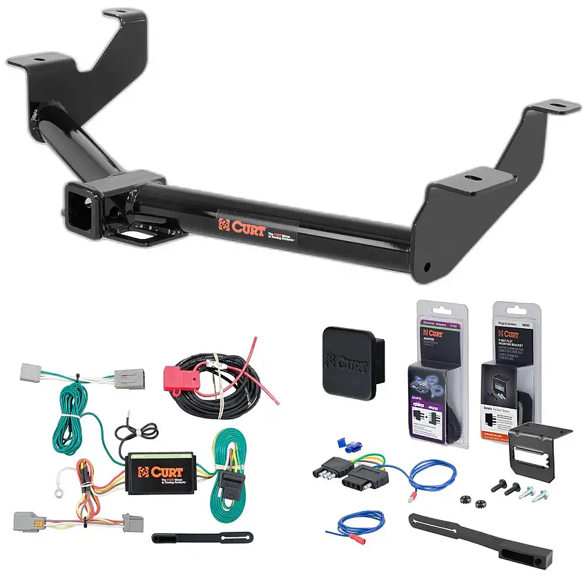 14 - 23 Ford Transit Connect Curt 2" Class 3 Trailer Tow Hitch + 5-Flat Wiring Kit Tow Boat/Utility Trailer with Surge Brakes 13167