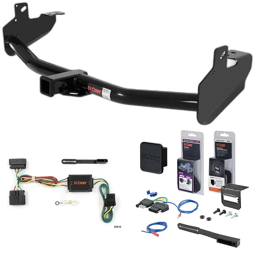 04 - 12 GMC Canyon Curt 2" Class 3 Trailer Tow Hitch + 5-Flat Wiring Kit Tow Boat/Utility Trailer with Surge Brakes 13252