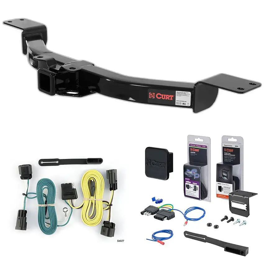 08 - 12 Buick Enclave Curt 2" Class 3 Trailer Tow Hitch + 5-Flat Wiring Kit Tow Boat/Utility Trailer with Surge Brakes 13424