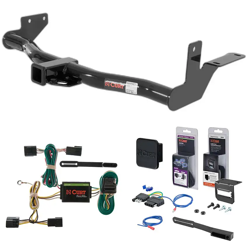 01 - 03 Isuzu Rodeo Sport With under-vehicle spare Curt 2" Class 3 Trailer Tow Hitch + 5-Flat Wiring Kit Tow Boat/Utility Trailer with Surge Brakes 13222