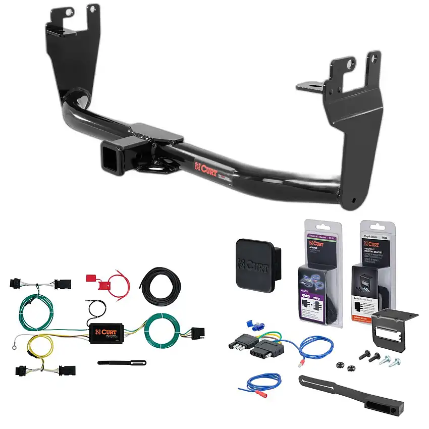 15 - 23 Jeep Renegade Curt 2" Class 3 Trailer Tow Hitch + 5-Flat Wiring Kit Tow Boat/Utility Trailer with Surge Brakes 13269